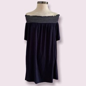 Lane Bryant Navy Blue Smock Neck Off the Shoulder Swing Tee - Brand New - 22/24